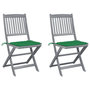 Voir la diapositive 1 : VIDAXL Chaises pliables d'exterieur lot de 2 et coussins Bois d'acacia