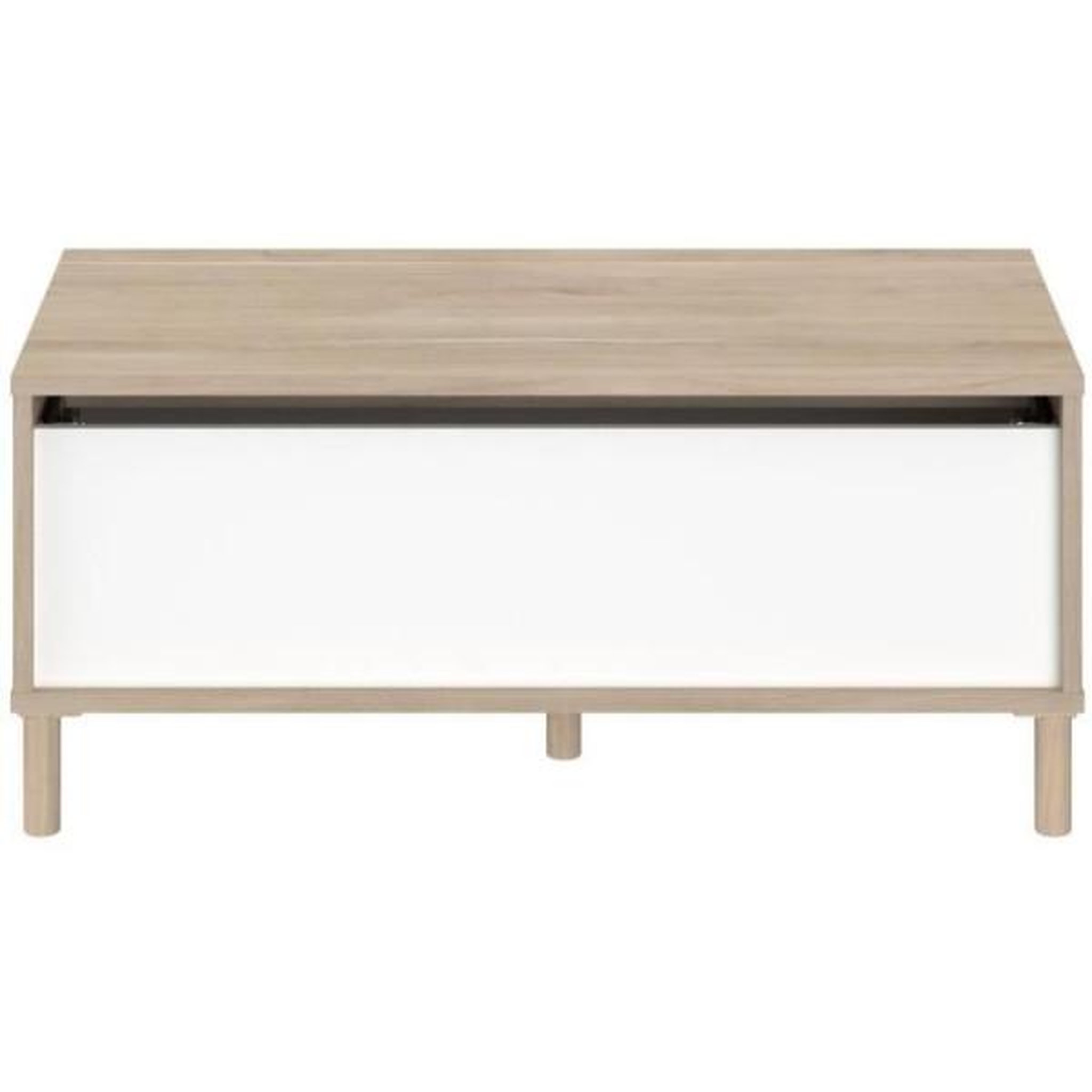 PARISOT Table basse relevable morphos - l 100 x p 50 x h 43,6 cm - rectangulaire - décor blanc / chene - parisot