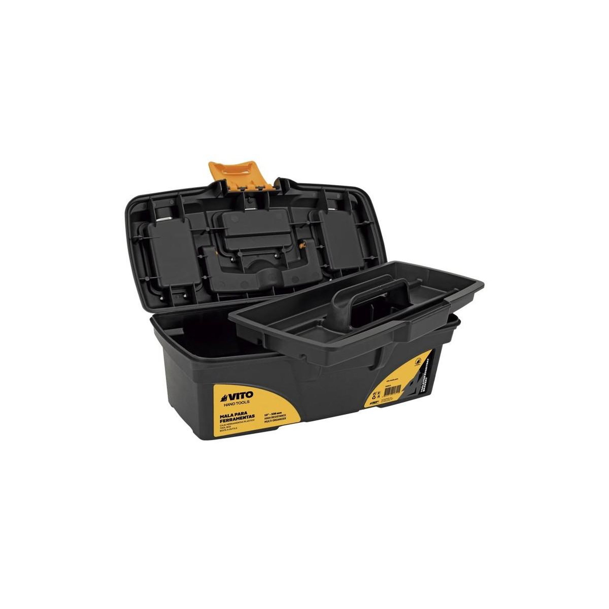 Voir la diapositive 2 : VITO Boite à outils 13  32 x 16.5 x 13.6 cm - caisse à outils 3 organiseurs et porte outils amovible vito