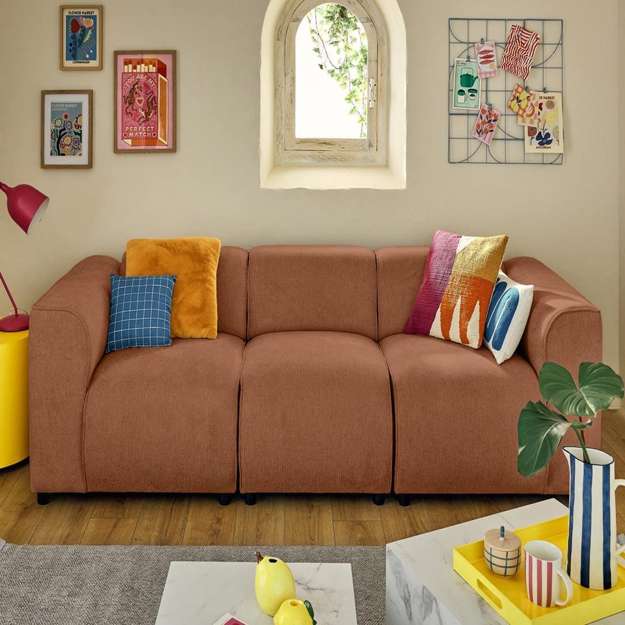 Voir la diapositive 1 : LISA DESIGN Suaro - canapé modulable 3 places en tissu texturé