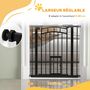 Voir la diapositive 6 : PAWHUT Barrière de sécurité pour chien - barrière à pression ajustable - double système de verrouillage - acier noir