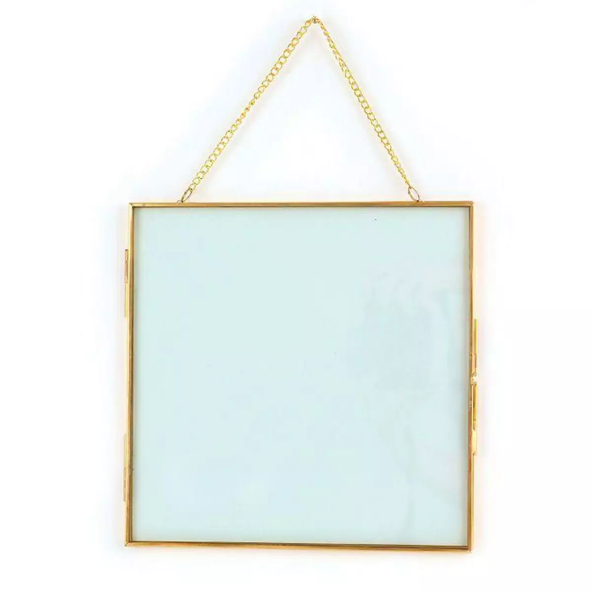 Graine créative Cadre en verre vintage - carré avec chaîne métallique - 20 x 20 cm