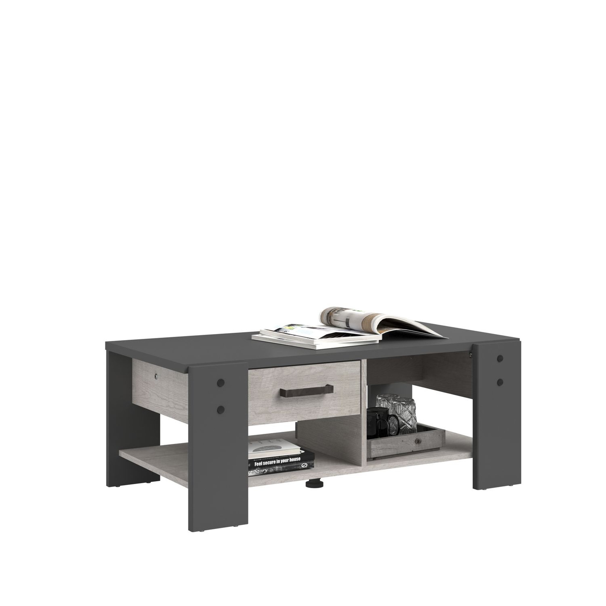 Voir la diapositive 7 : Table basse 1 tiroir 1 niche L101 x H40 x P54cm TRAVEL
