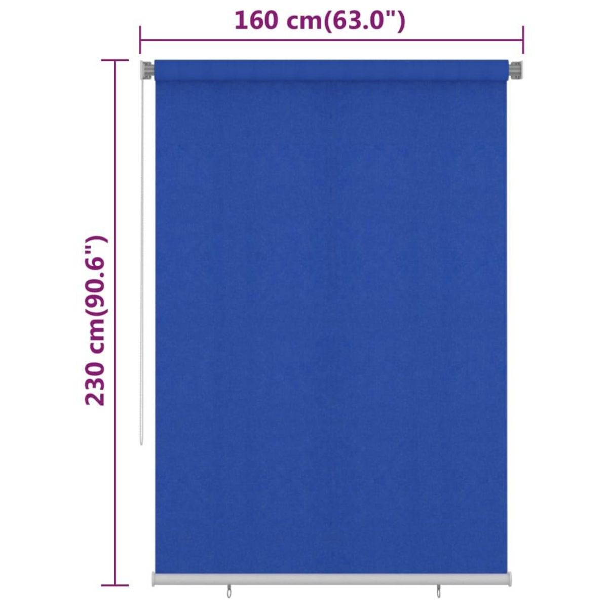 VIDAXL Store roulant d'exterieur 160x230 cm Bleu PEHD