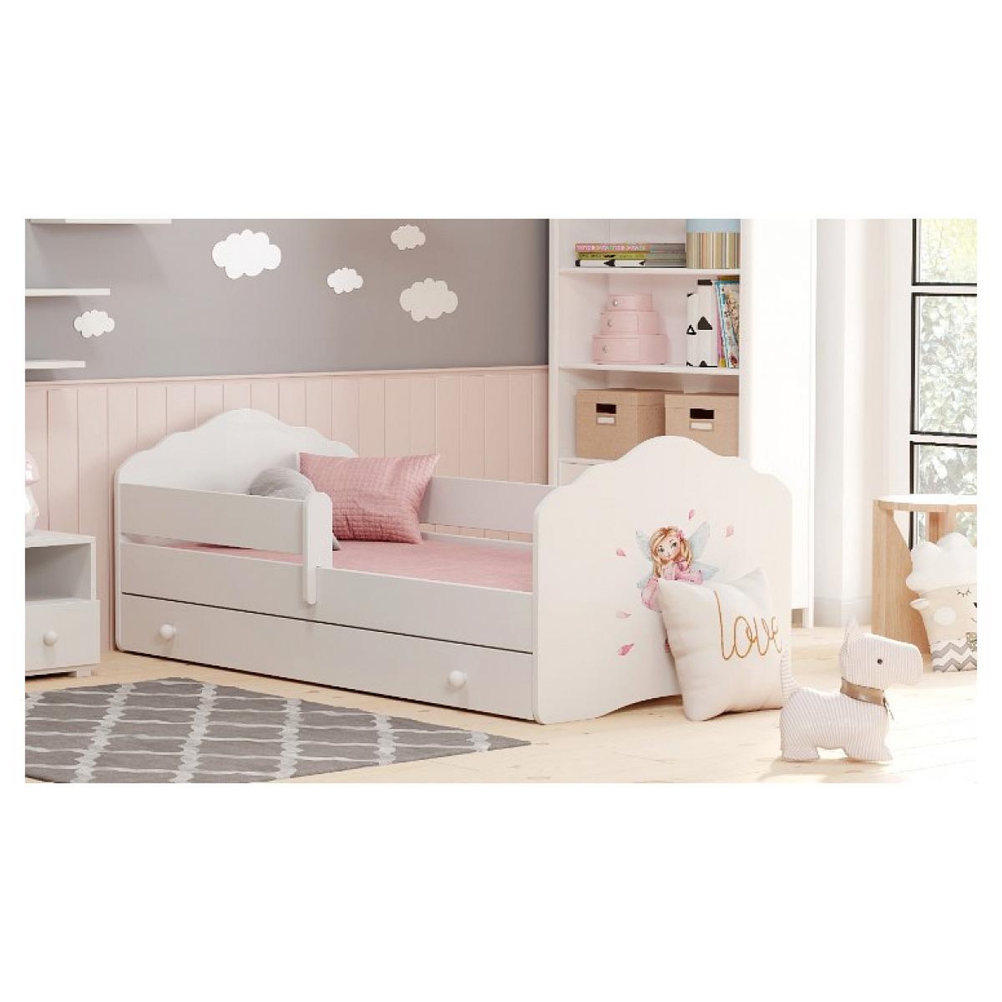 Voir la diapositive 2 : KOBI Lit enfant FALA BAR+SZU 160x80 Fée avec tiroir de rangement avec matelas