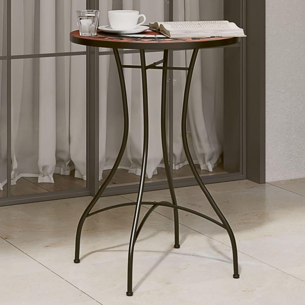 VIDAXL Table de bistro mosaïque terre cuite blanc Ø50x70 cm ceramique