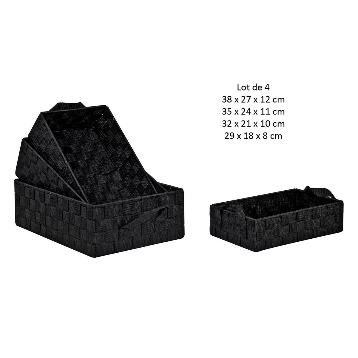 TOILINUX Lot de 4 Paniers avec 2 sangles en Polypropylène et Métal