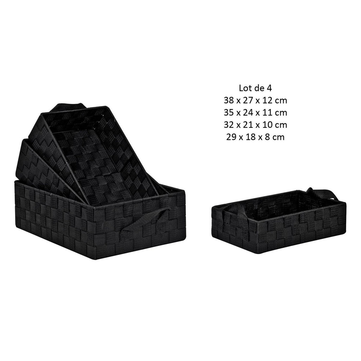 TOILINUX Lot de 4 Paniers avec 2 sangles en Polypropylène et Métal