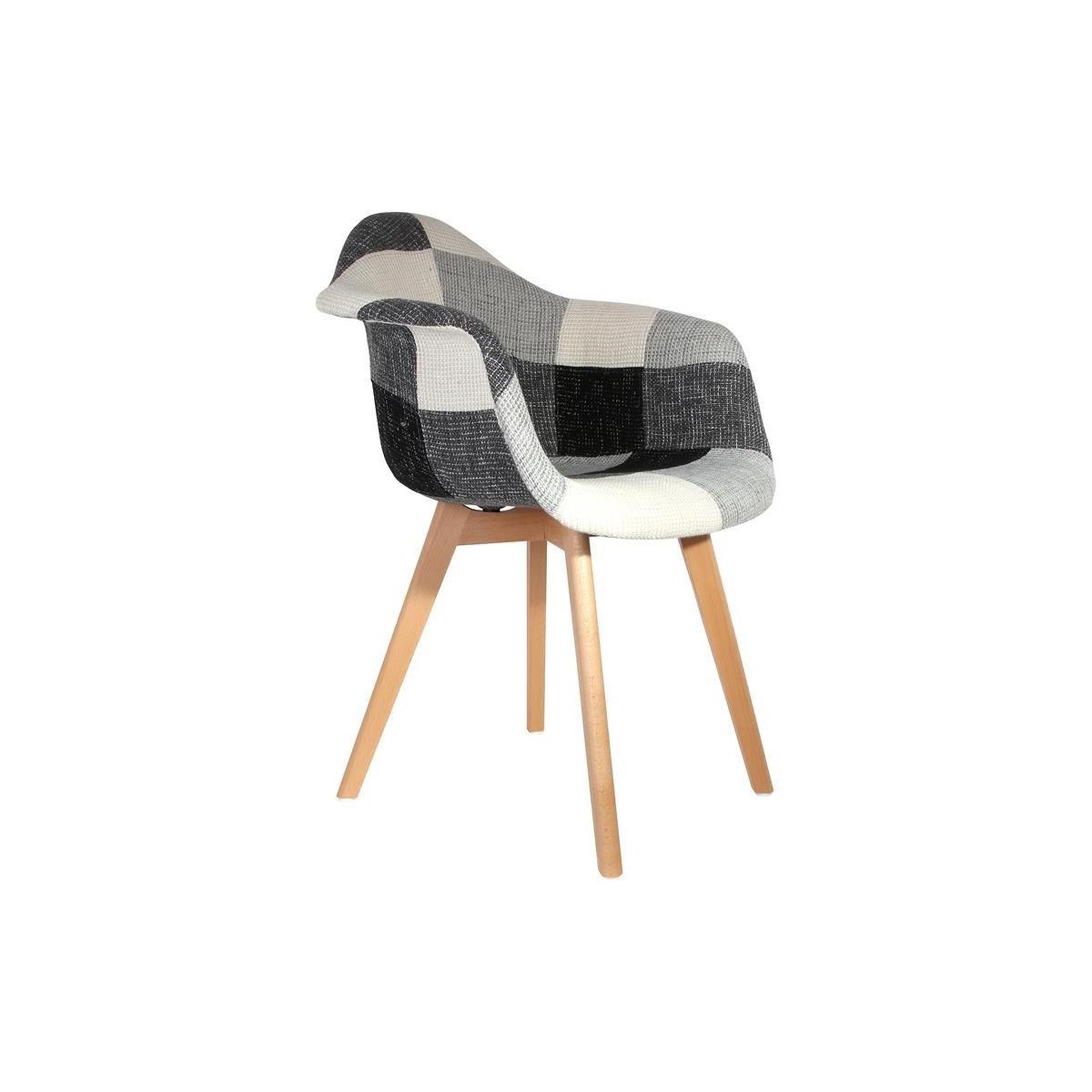 Voir la diapositive 2 : The Home Deco Factory Lot de 2 Fauteuils  Patchwork  83cm Gris