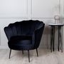 Voir la diapositive 5 : Paris Prix Fauteuil Coquillage en Velours  Calais  83cm Noir