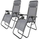 Habitat et Jardin Lot de 2 fauteuils de jardin inclinable zéro gravité  Sintra  - Gris