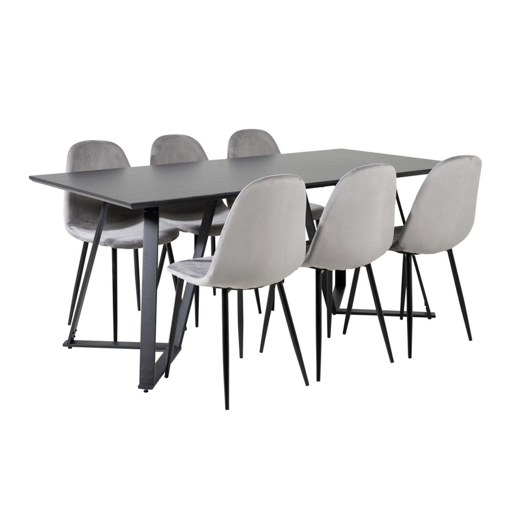 Paris Prix Ensemble table à manger & 6 chaises  marina & polar  180cm noir & gris
