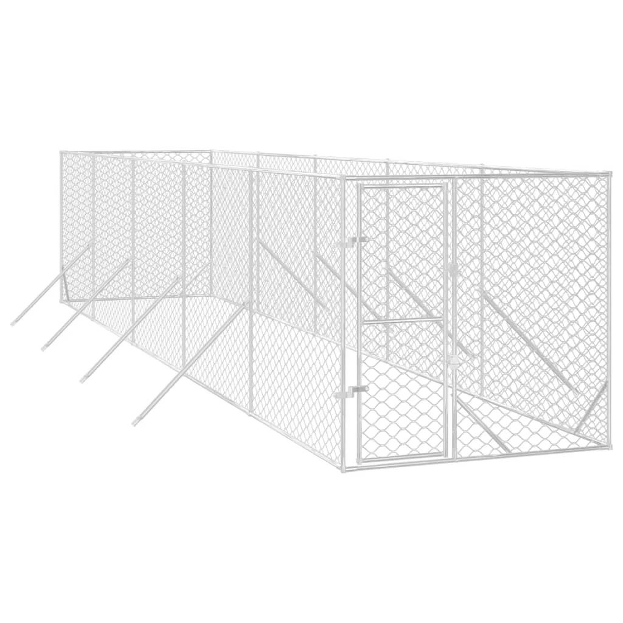 Voir la diapositive 3 : VIDAXL Chenil d'exterieur pour chiens argente 2x10x2 m acier galvanise