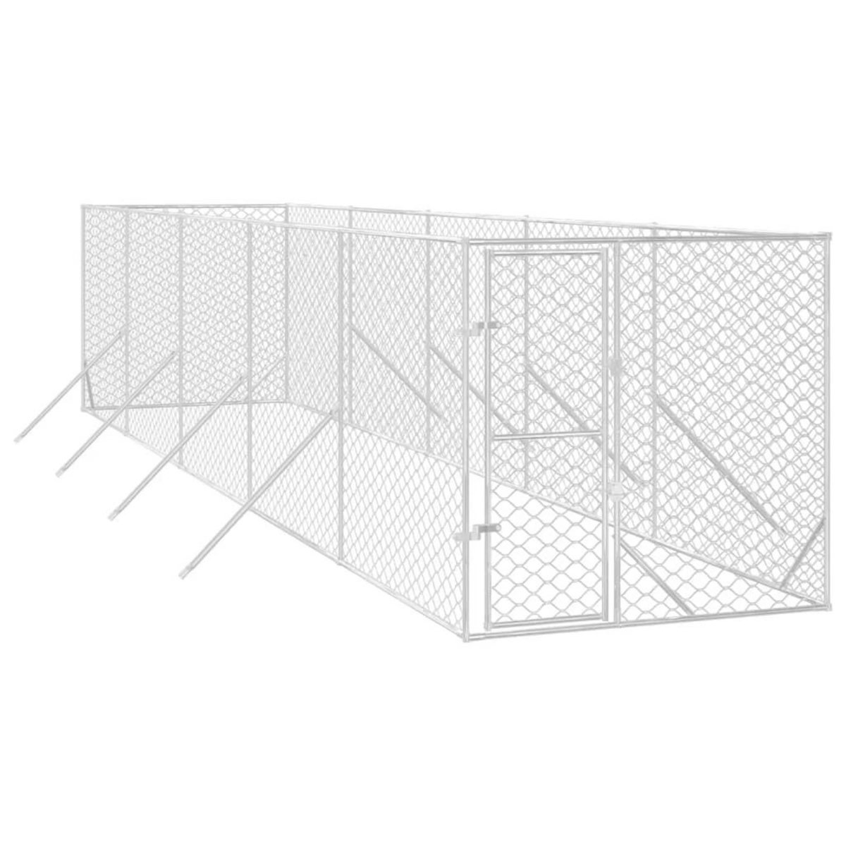 VIDAXL Chenil d'exterieur pour chiens argente 2x10x2 m acier galvanise