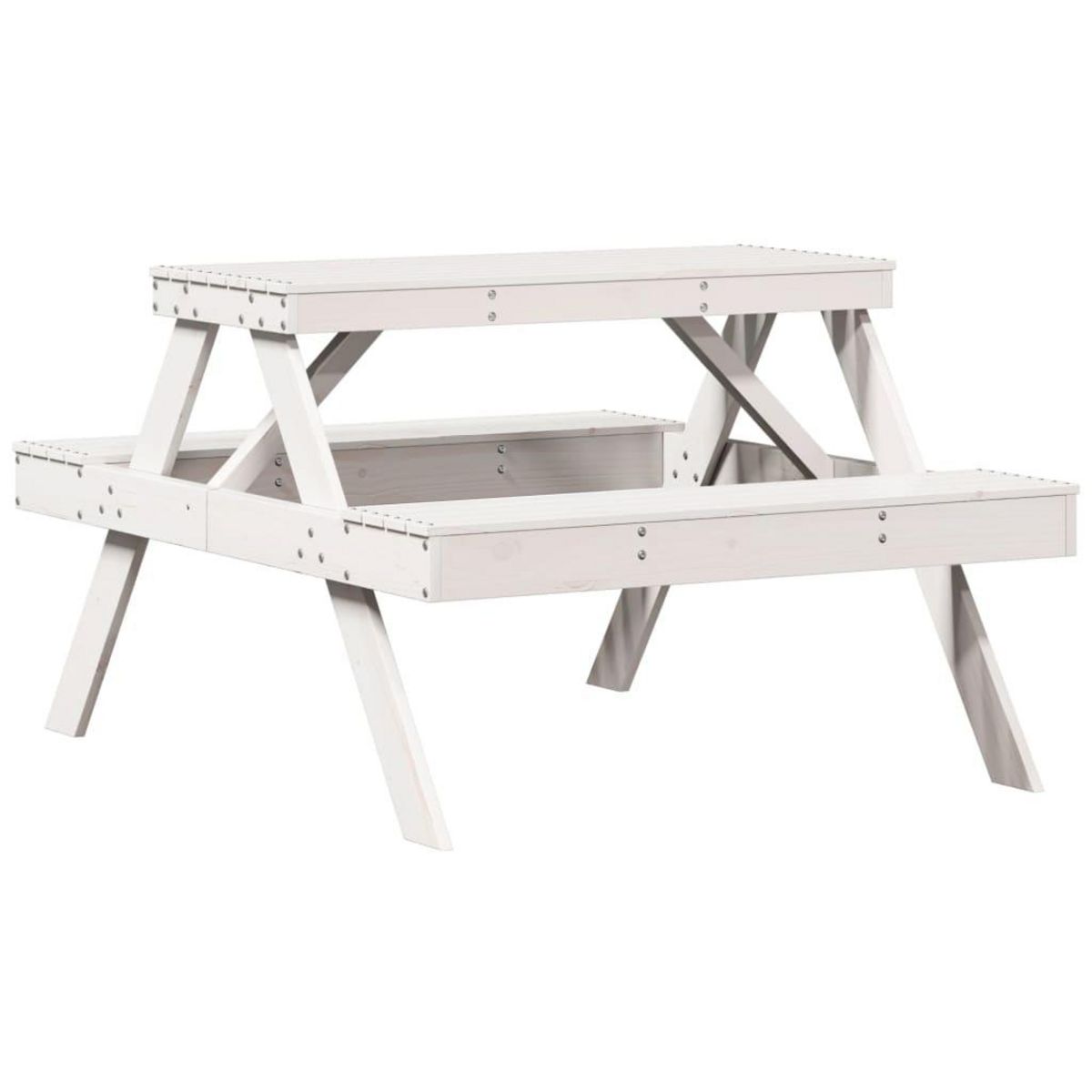 VIDAXL Table de pique-nique blanc 105x134x75 cm bois massif de pin