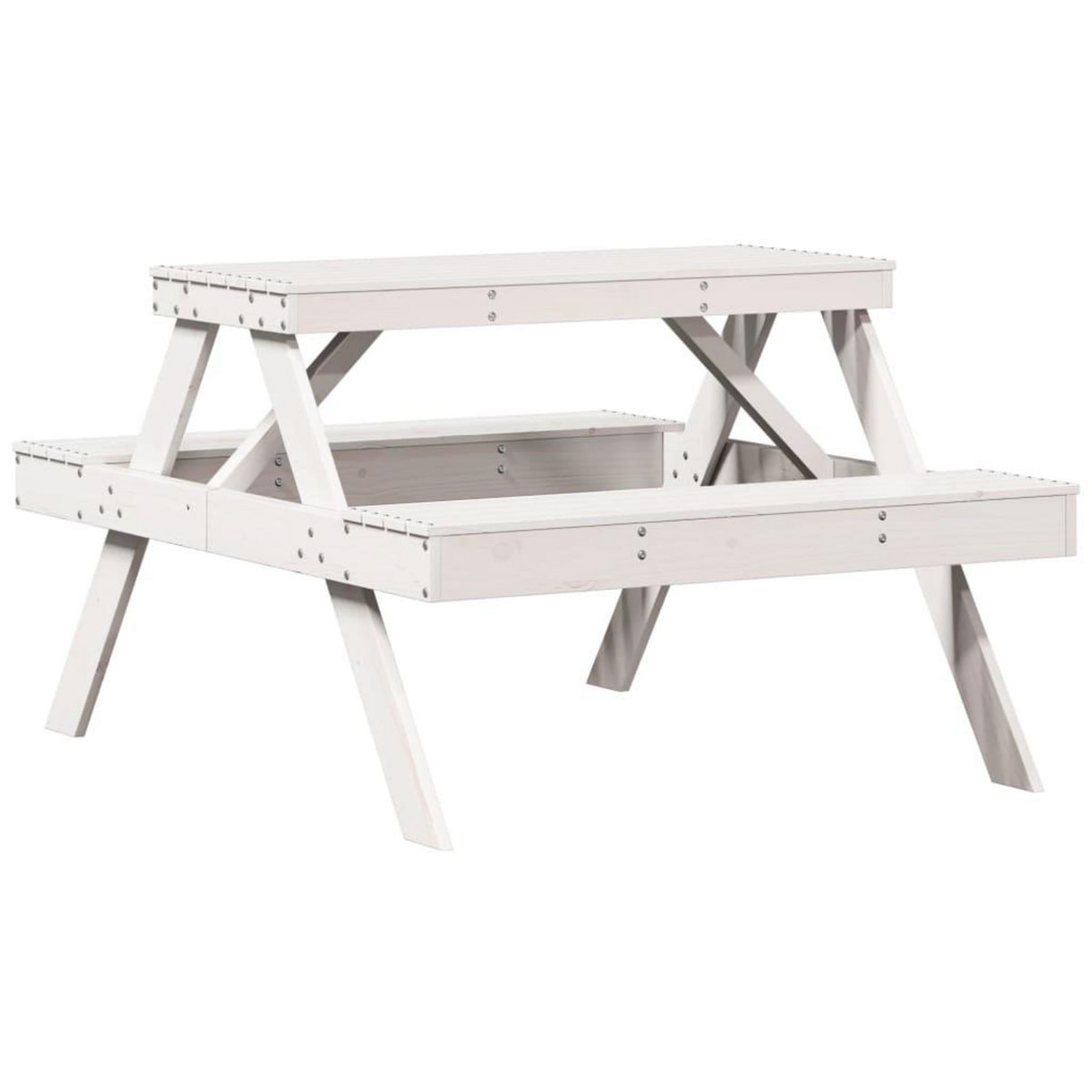 VIDAXL Table de pique-nique blanc 105x134x75 cm bois massif de pin