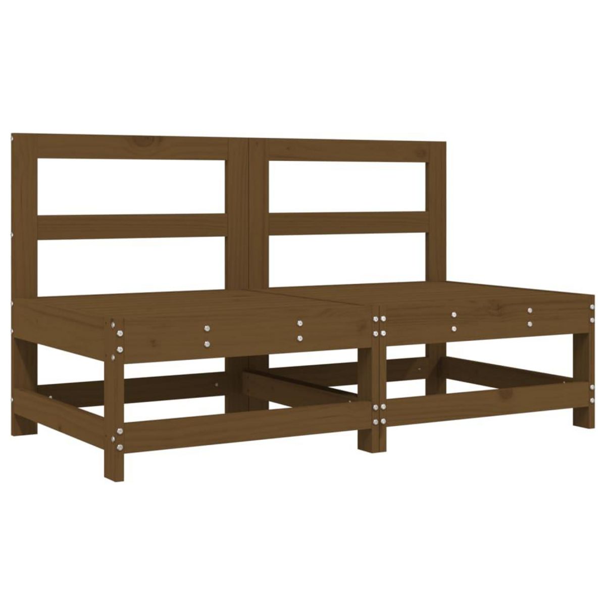 VIDAXL Canapes centraux de jardin 2 pcs marron miel bois de pin solide