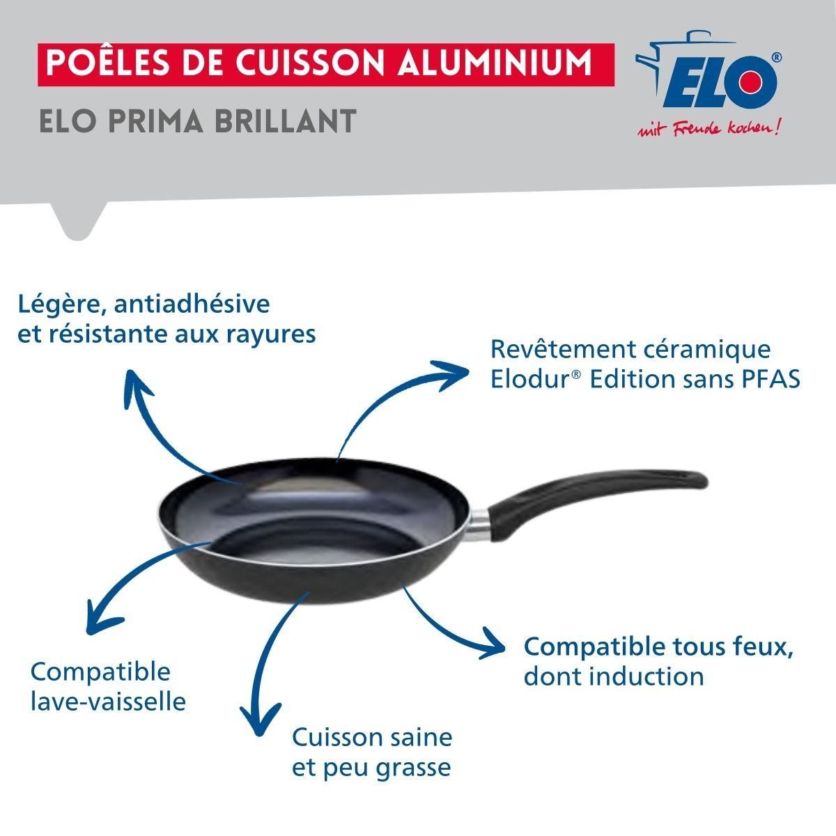 ELO Ensemble de 1 Poêle de cuisson 28 cm et 2 faitouts 14 et 16 cm Elo Prima Brillant