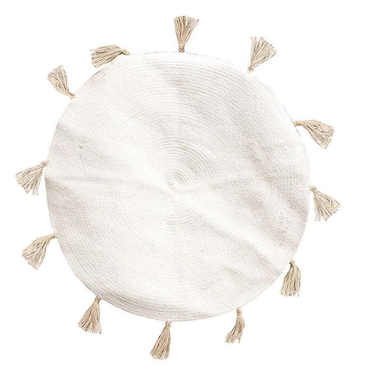 The Home Deco Factory Tapis rond coton pompon beige 90 cm