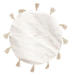 The Home Deco Factory Tapis rond coton pompon beige 90 cm