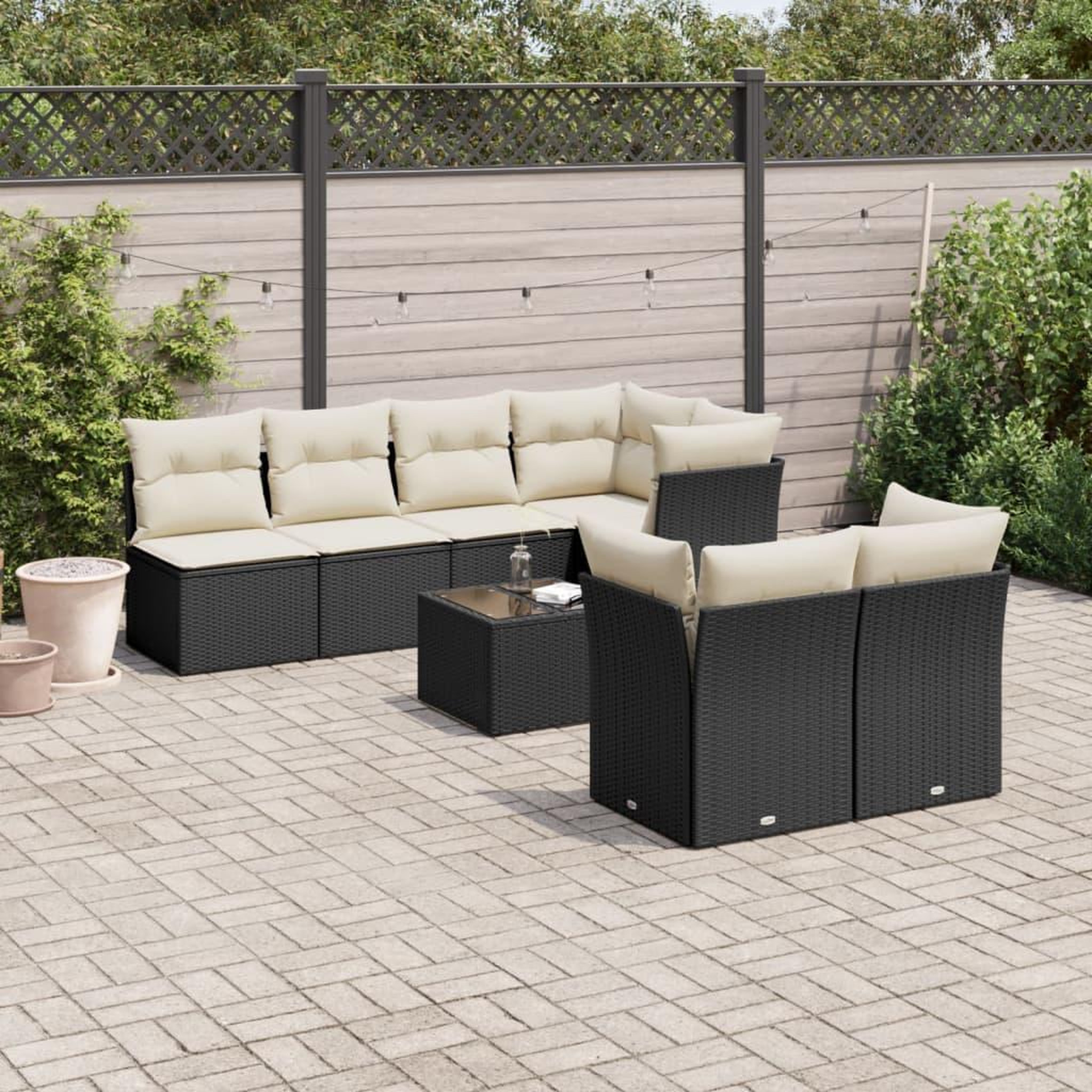 VIDAXL Salon de jardin 8 pcs avec coussins noir resine tressee
