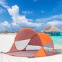 Voir la diapositive 2 : OUTSUNNY Abri de plage tente de plage pliable pop-up automatique instantané protection UV fenêtre arrière grand tapis de sol orange
