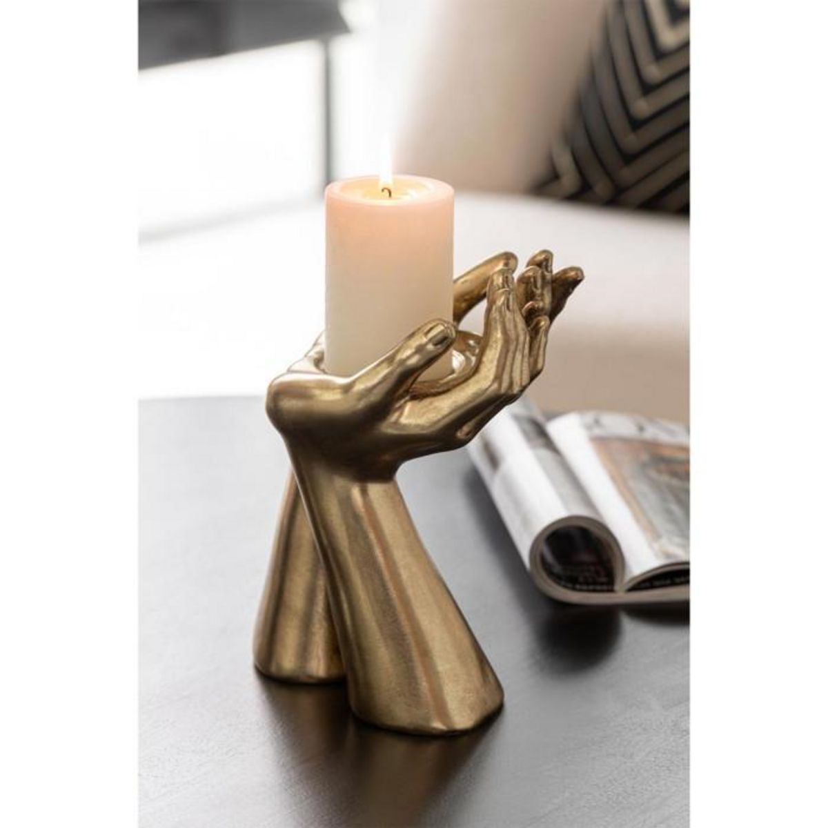 Paris Prix Bougeoir Déco en Résine  Mains  25cm Or