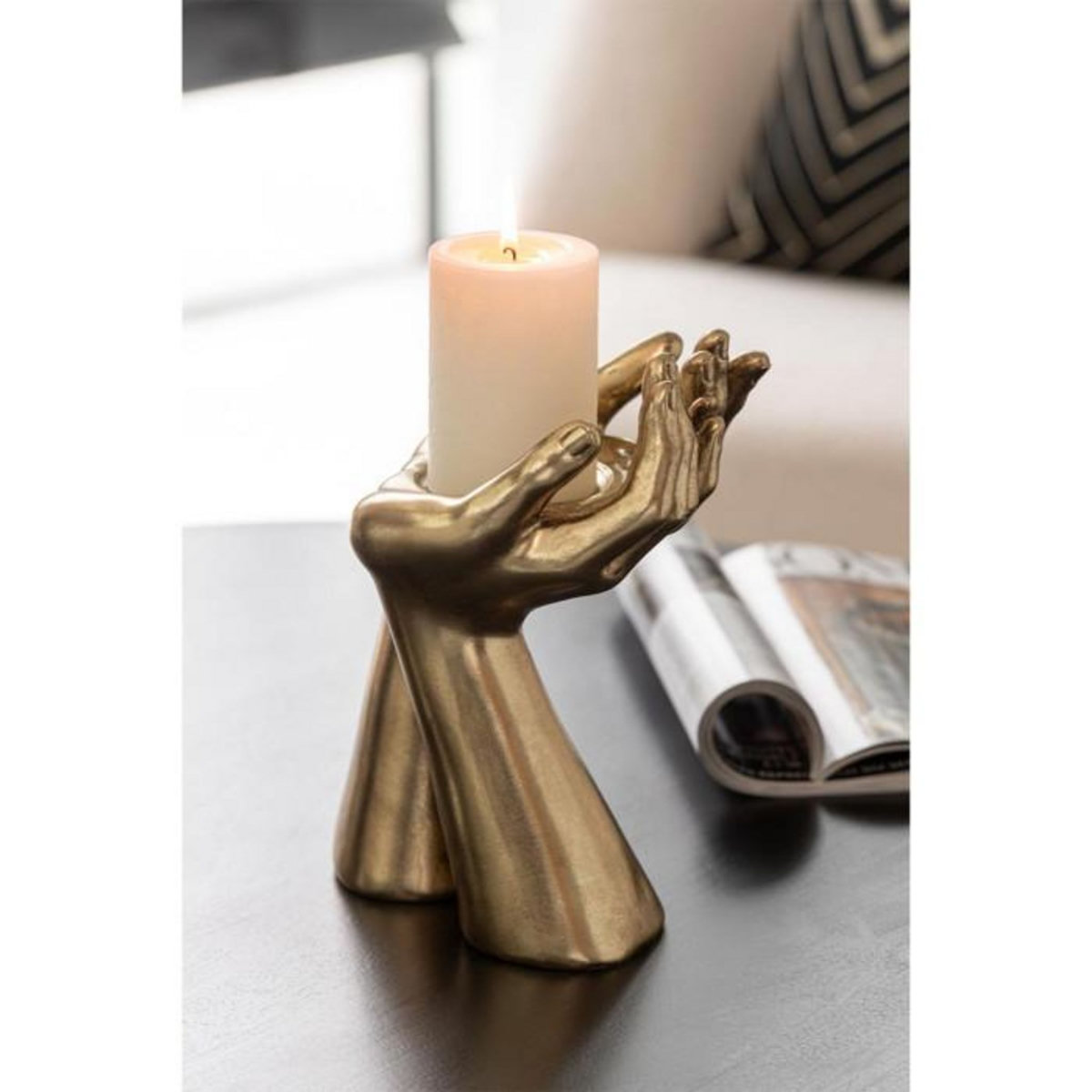 Paris Prix Bougeoir Déco en Résine  Mains  25cm Or