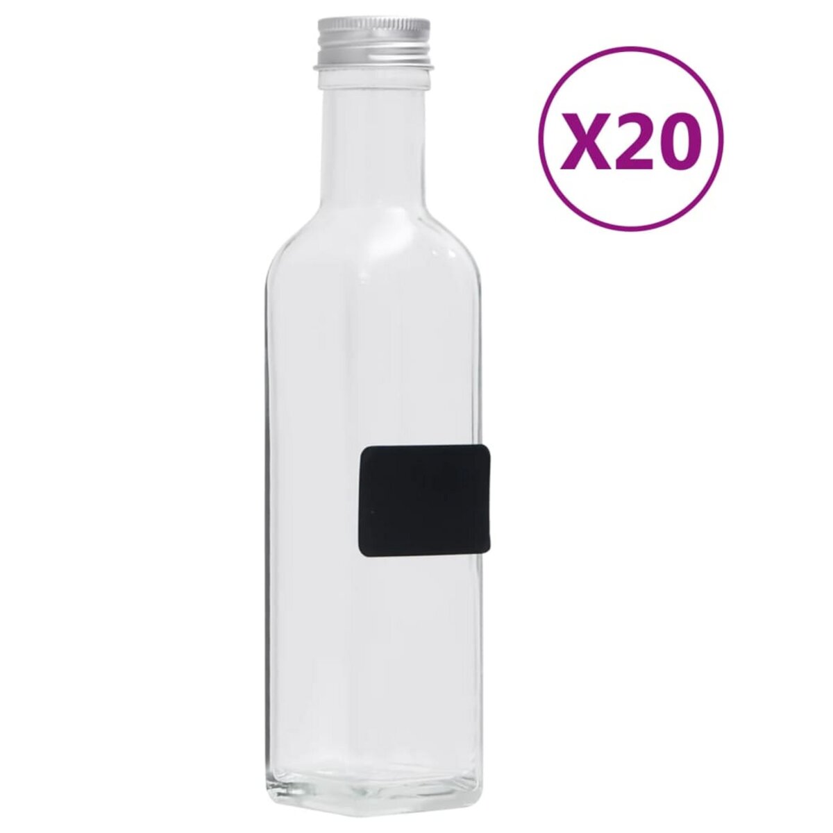 VIDAXL Bouteilles en verre avec bouchon a vis 20 pcs Carre 250 ml