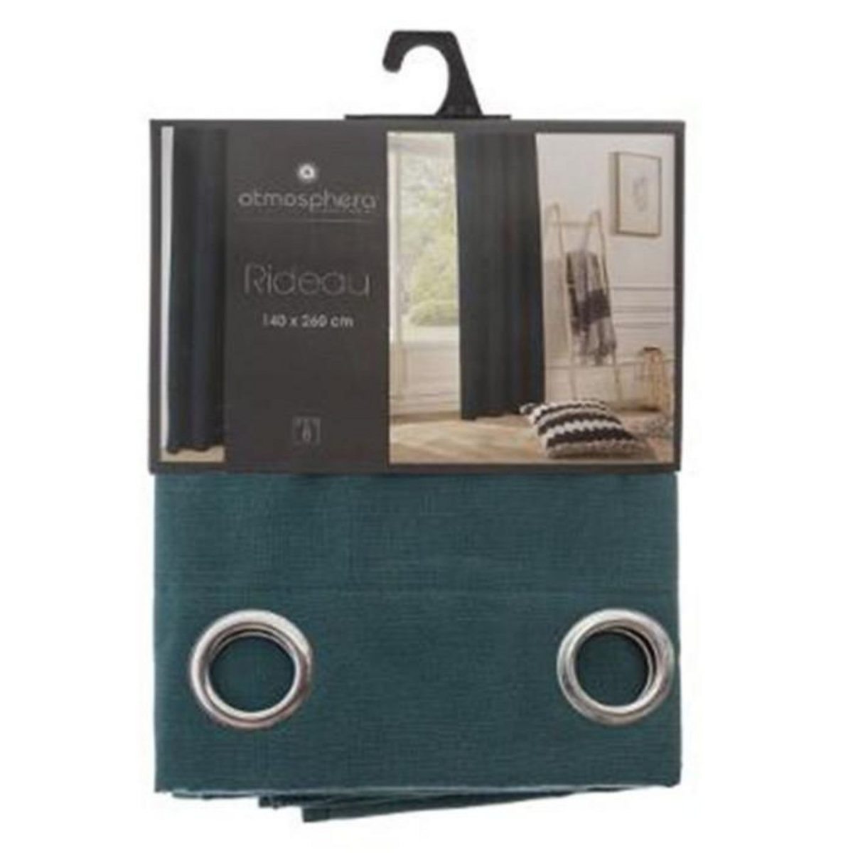 ATMOSPHERA Rideau à Oeillets  Panama II  140x260cm Bleu Canard