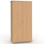 ID MARKET Armoire 2 portes JULIETTE effet lattes tasseau bois coloris chêne penderie 80 cm avec étagères rangement maxi capacité