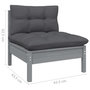 Voir la diapositive 6 : VIDAXL Canape 2 places de jardin et coussins Gris Bois de pin solide