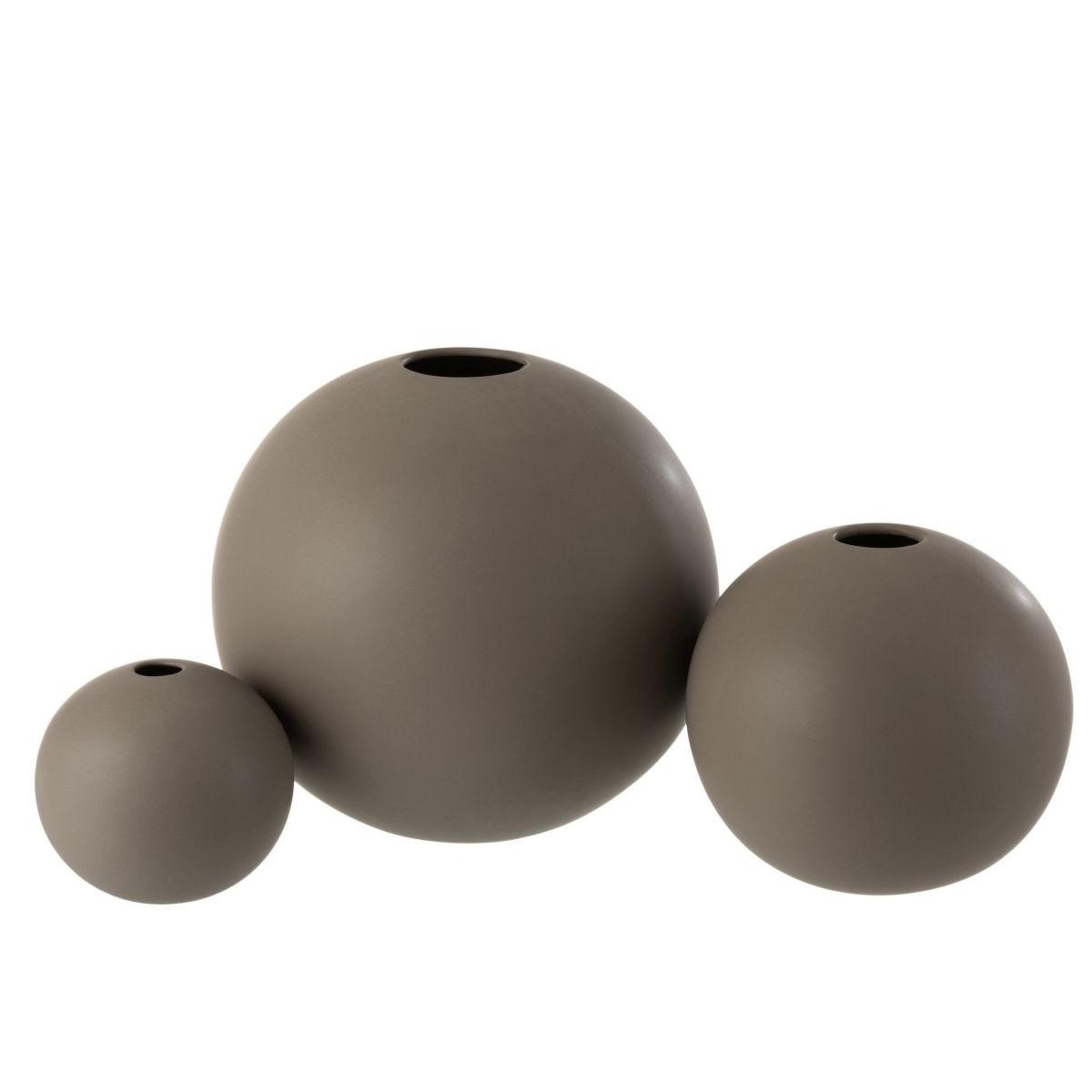 Voir la diapositive 2 : J-LINE Vase boule en grès  robby  18cm gris foncé