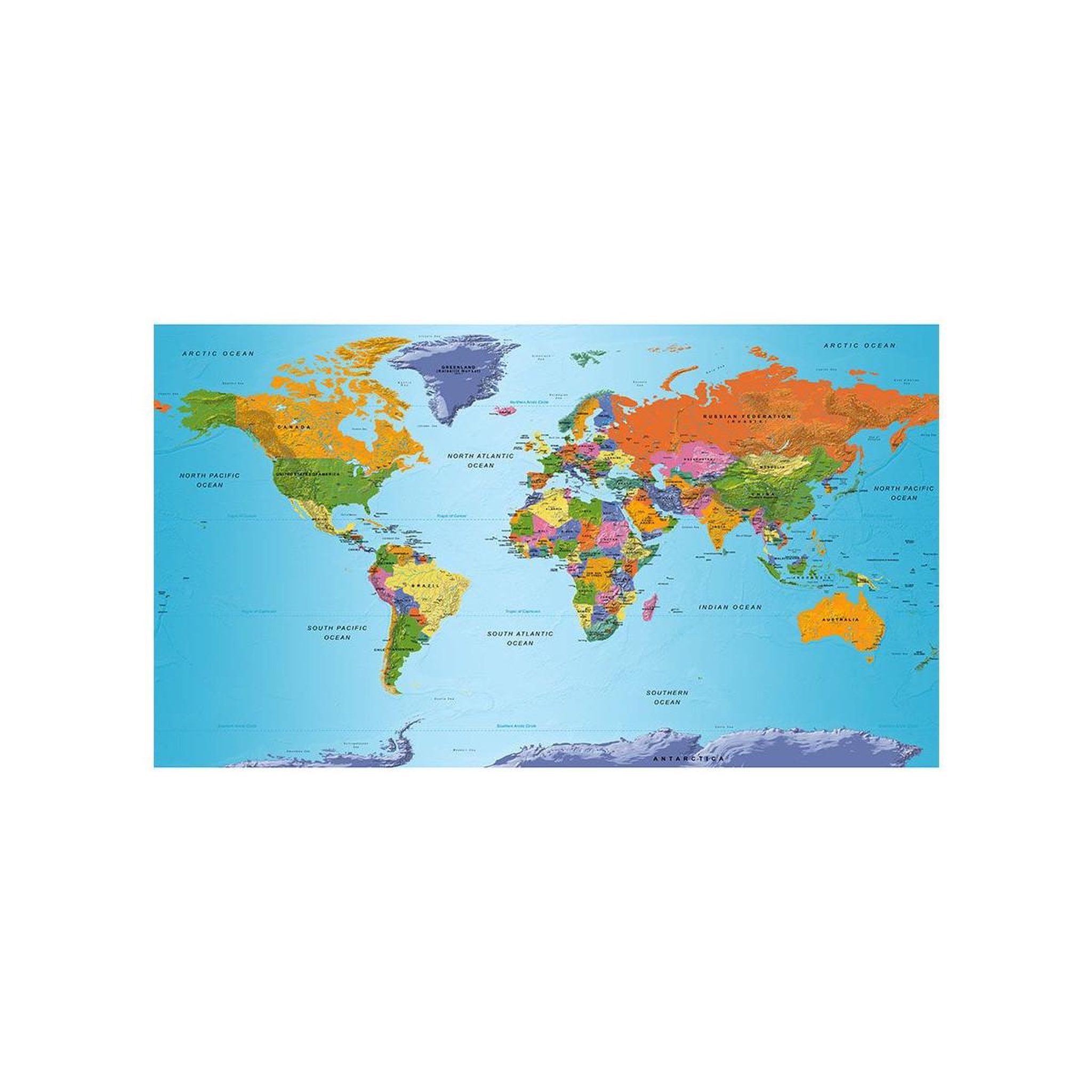 Voir la diapositive 2 : Paris Prix Papier peint xxl  world map : colourful geography ii  280x500cm