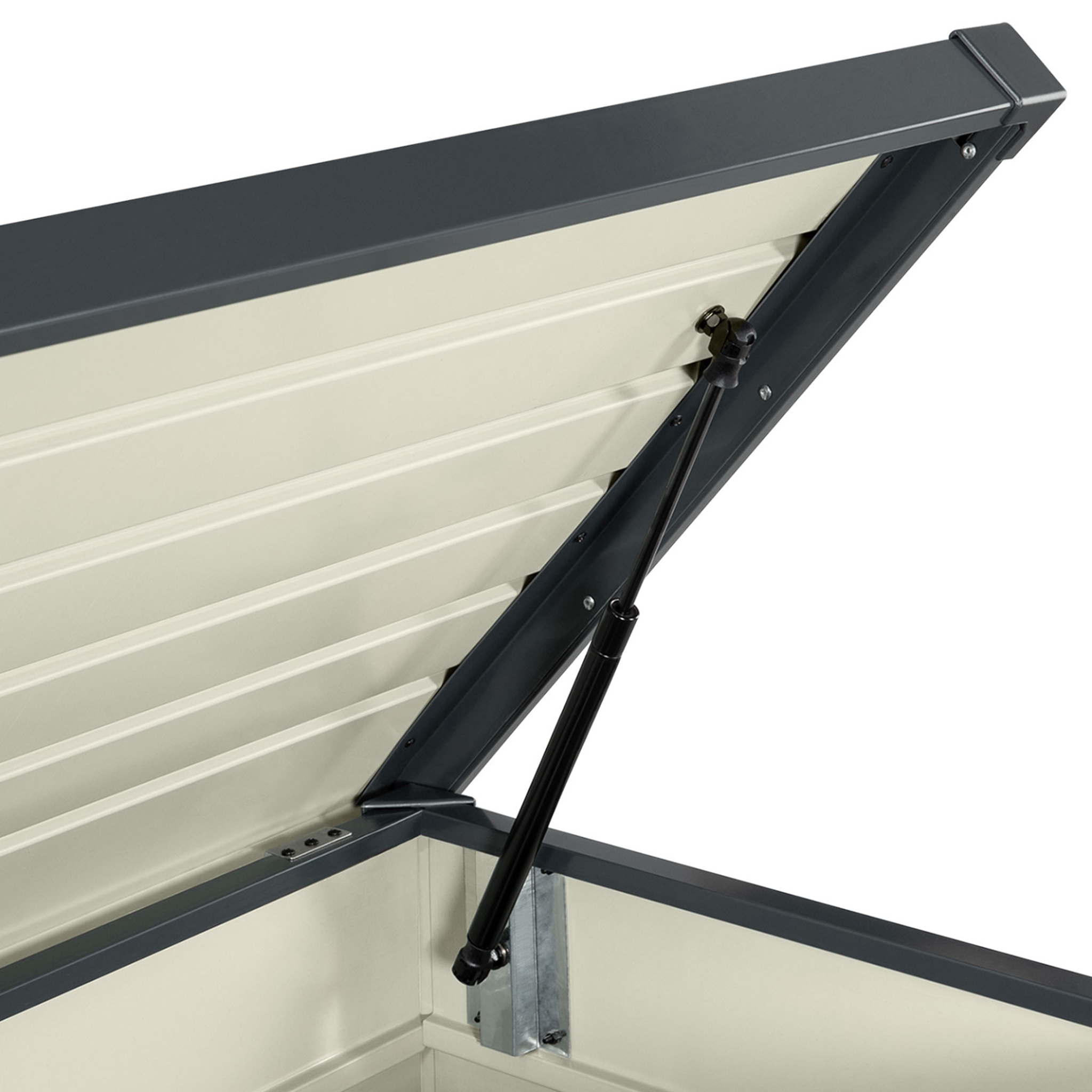 Voir la diapositive 6 : ID MARKET Coffre de rangement métal verrouillable gris anthracite pour jardin 350l 120x62,5x63 cm