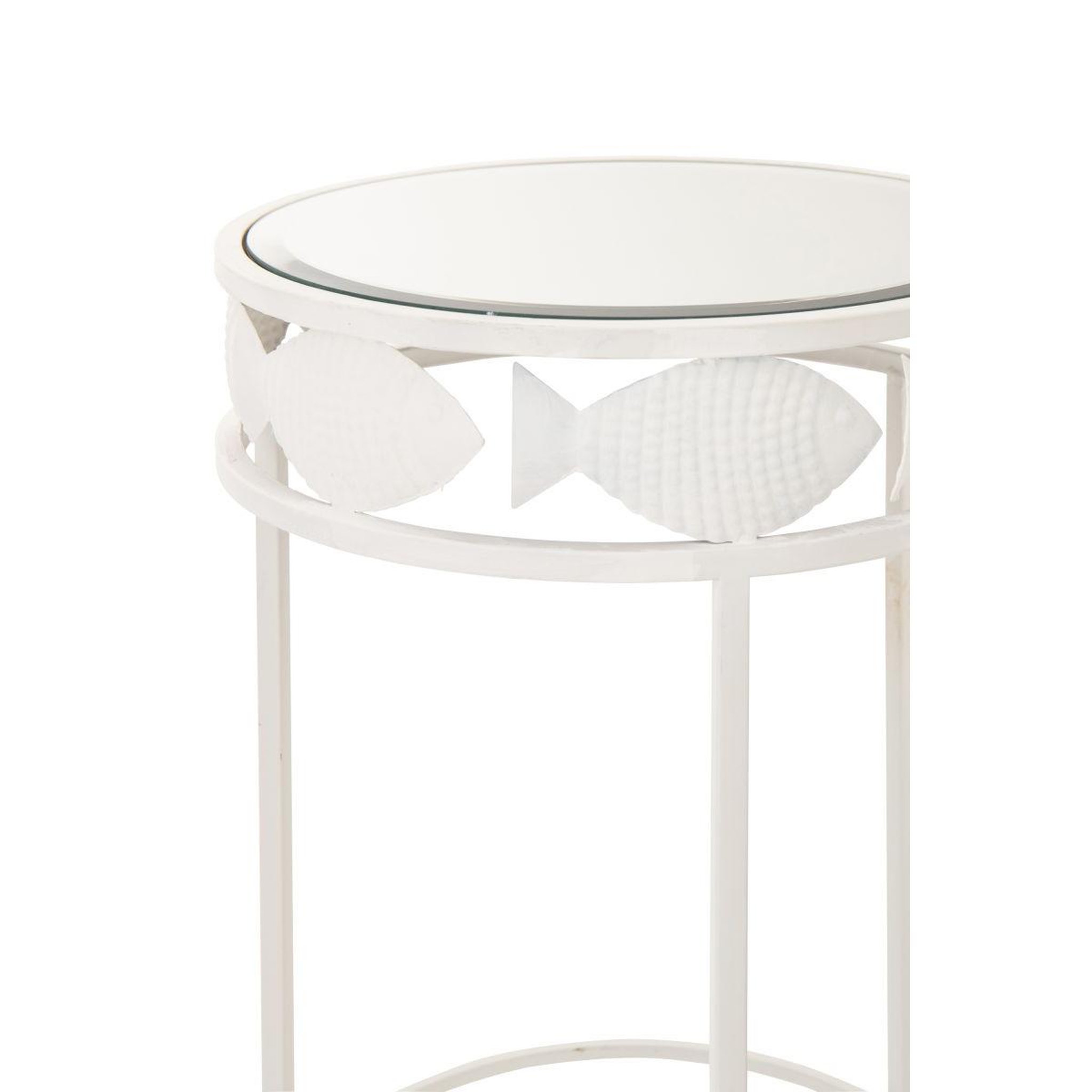 Voir la diapositive 3 : J-LINE Lot de 2 tables d'appoint  poisson  59cm blanc