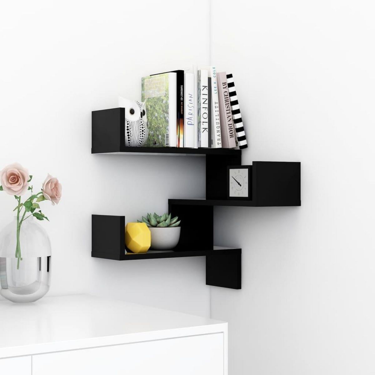 VIDAXL Etagere d'angle murale Noir 40x40x50 cm bois d'ingenierie