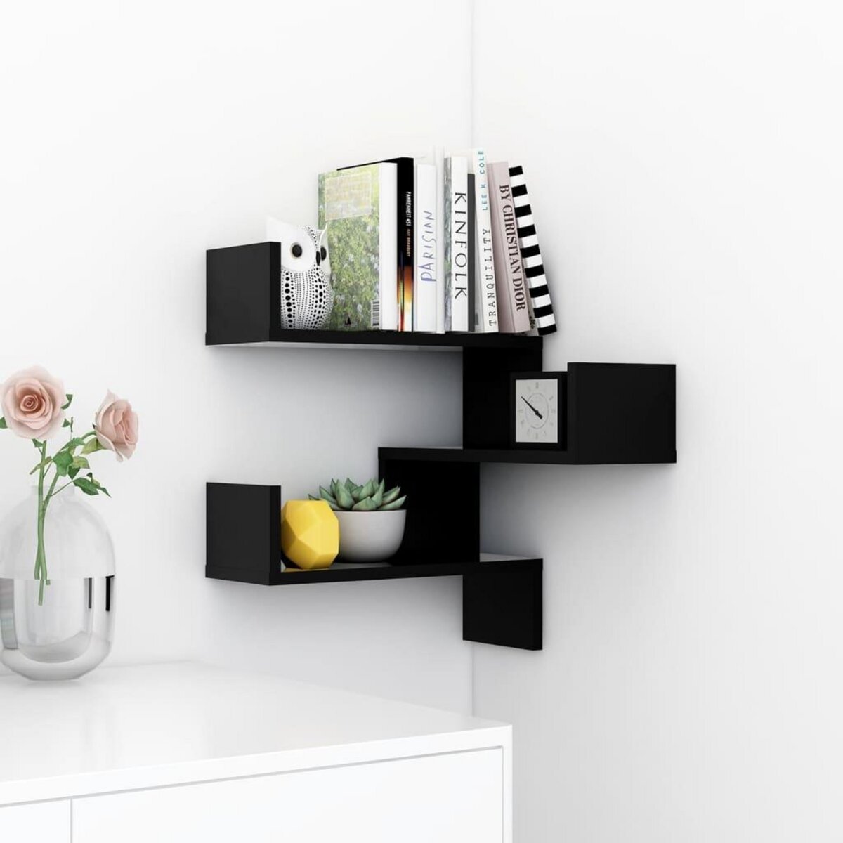 VIDAXL Etagere d'angle murale Noir 40x40x50 cm bois d'ingenierie
