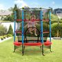 Voir la diapositive 2 : HOMCOM Trampoline de jardin enfant Ø 1,65 × 1,62H m filet de sécurité porte zipée couvre-ressorts + 6 poteaux rembourrés inclus rouge bleu noir