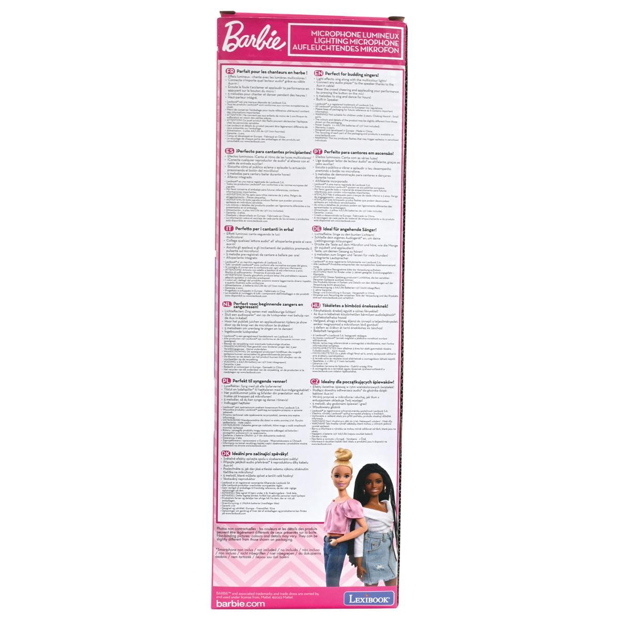 Voir la diapositive 4 : Lexibook Microphone Barbie avec tube lumineux et enceinte