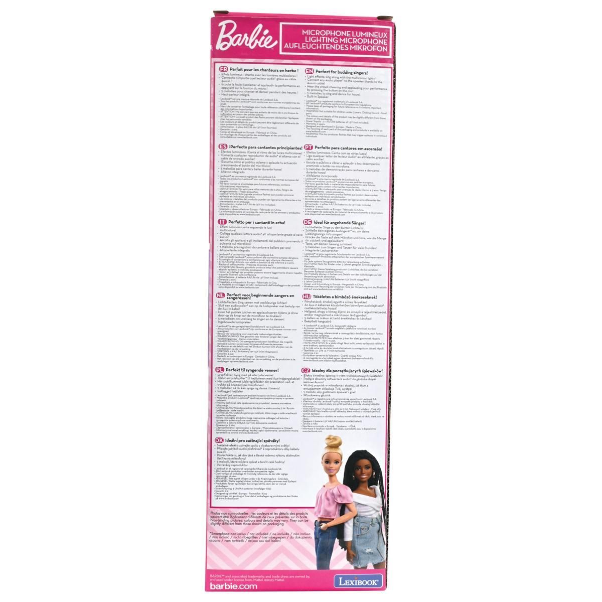 Lexibook Microphone Barbie avec tube lumineux et enceinte
