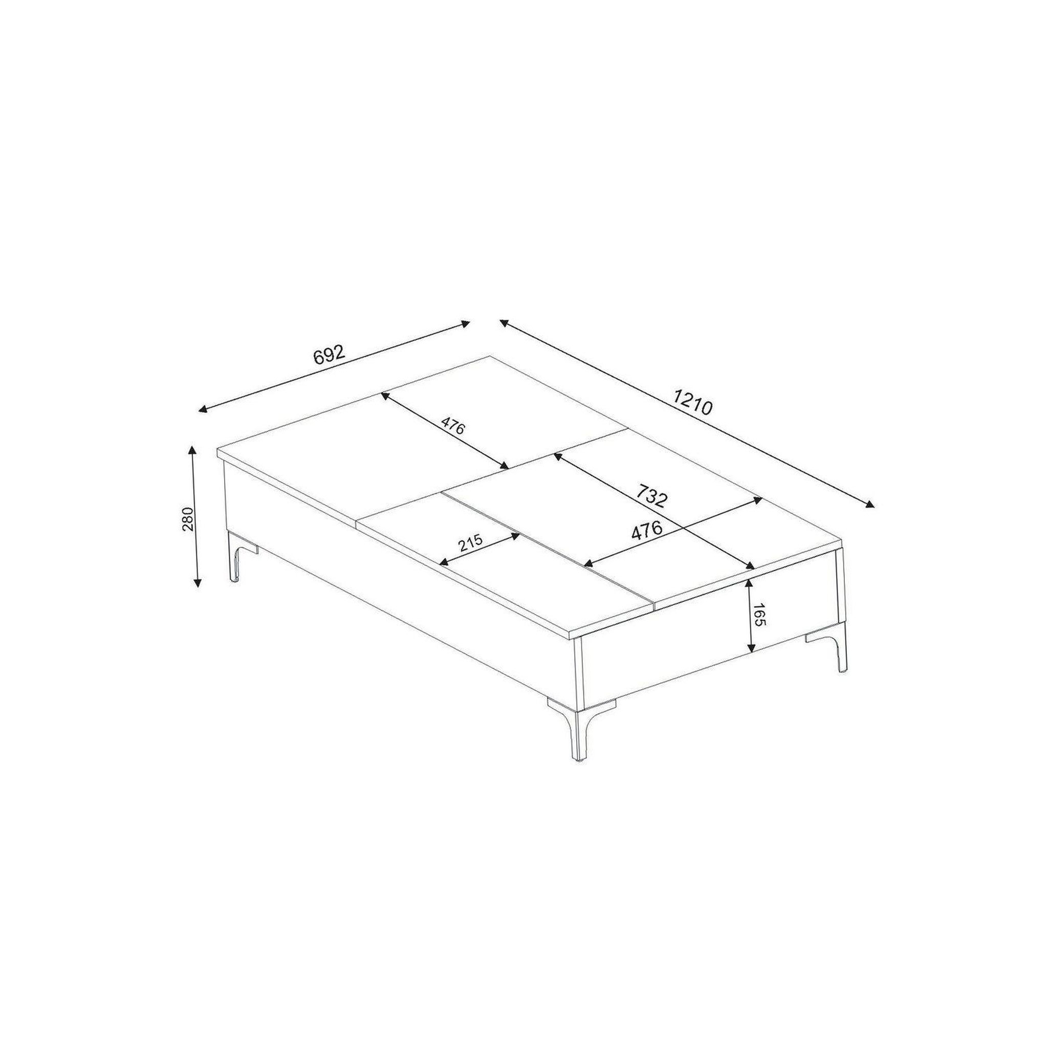 Voir la diapositive 3 : TOILINUX Table basse relevable avec rangements intégrés uppsala - marron