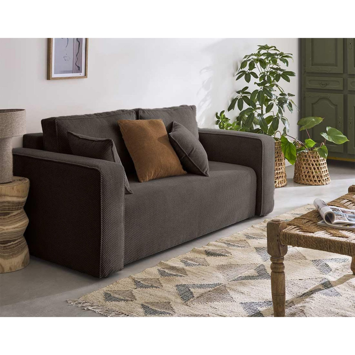 BEST MOBILIER Topaze - canapé droit 2 places - en velours texturé