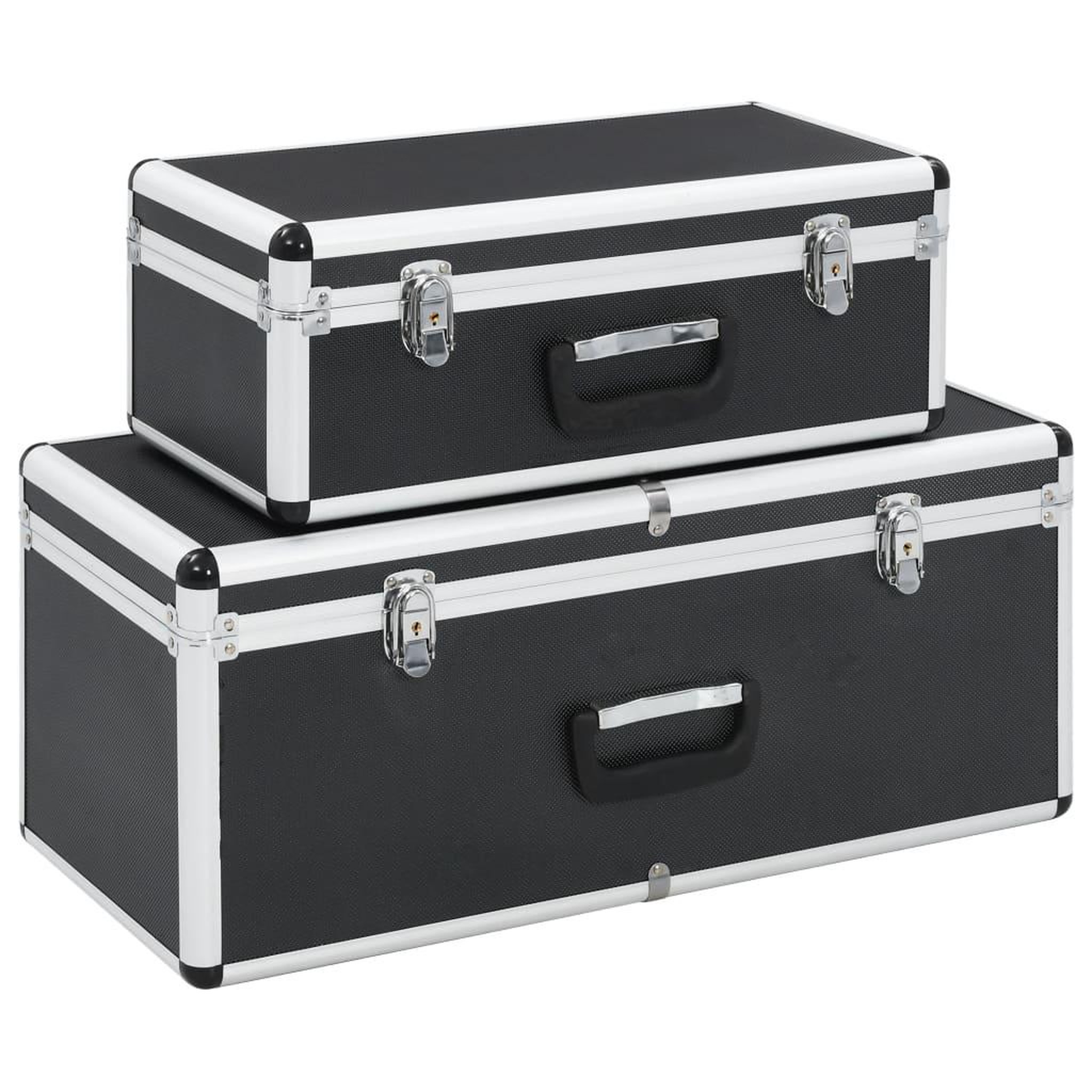VIDAXL Boîtes de rangement 2 pcs Noir Aluminium