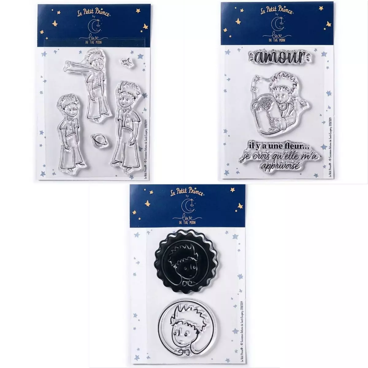  10 Tampons transparents Le Petit Prince Etoiles + Fleur + Portraits