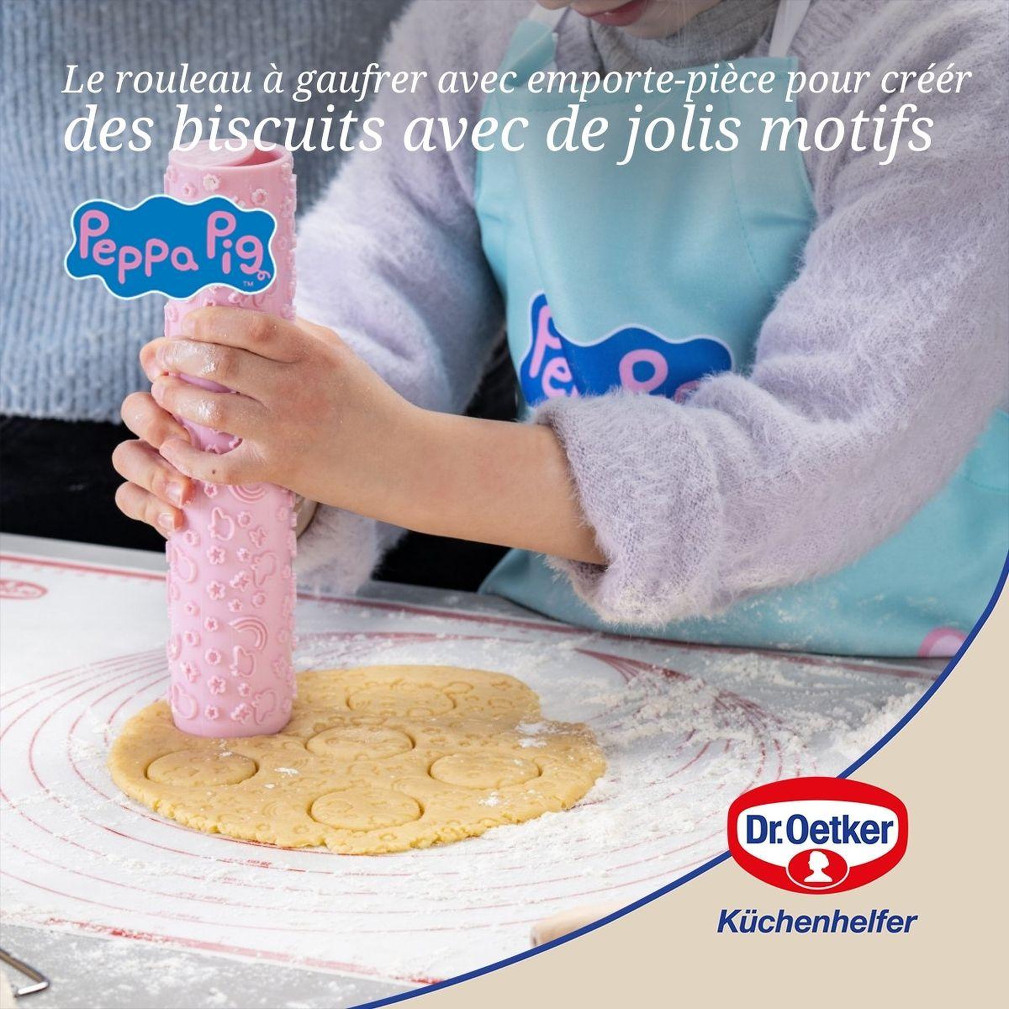 Voir la diapositive 2 : DR.OETKER Rouleau à gaufrer la pâte avec emporte-pièce 23 cm dr. Oetker peppa pig