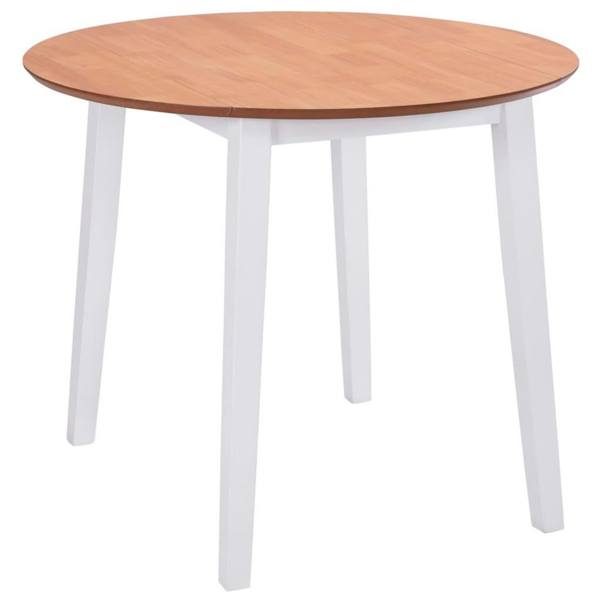 VIDAXL Table a manger ronde a abattant MDF blanc