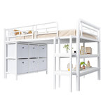 MERAX Lit mezzanine enfant. Coloris disponibles : Blanc, Rose
