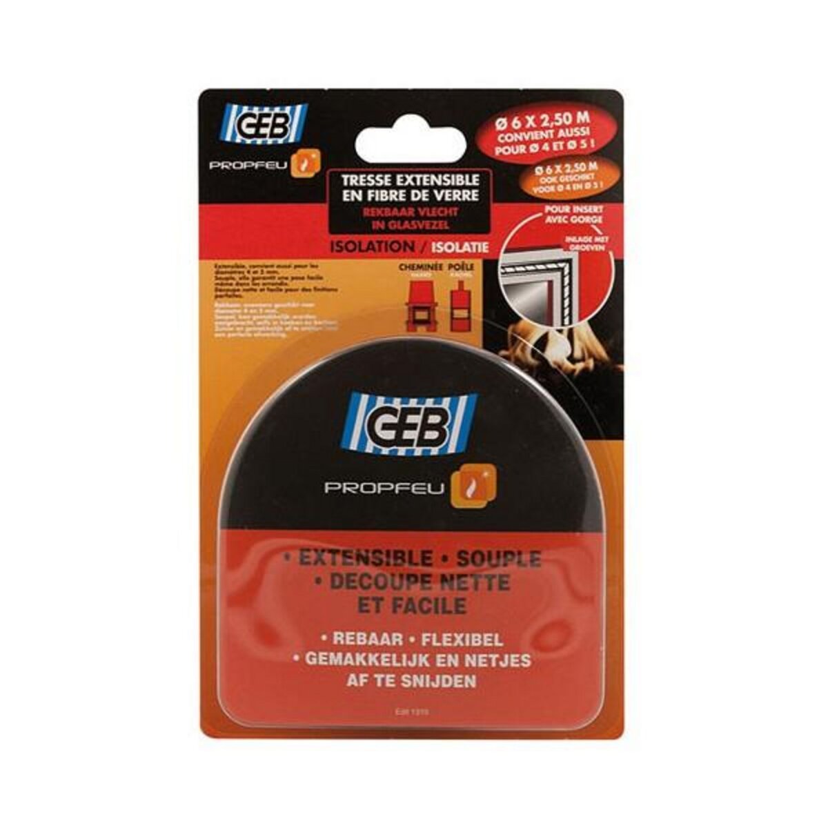 Geb Tresse fibre verre extensible d.6mmx2.5m - 821521