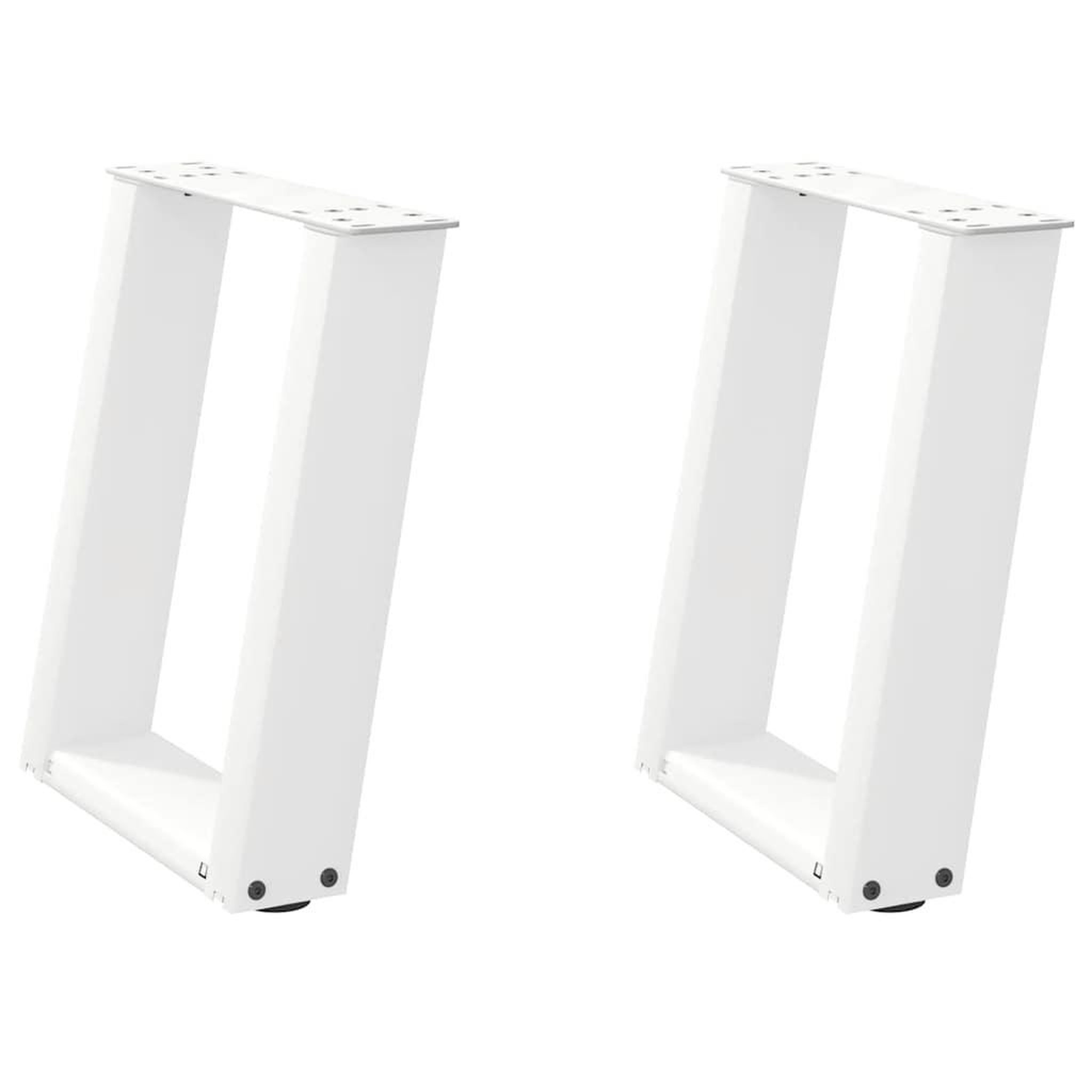 Voir la diapositive 2 : VIDAXL Pieds de table basse forme de U 2 pcs blanc 28x(42-43) cm acier